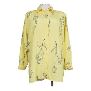 Yves St. Clair 2 yellow flower long sleeve blouse size 18w